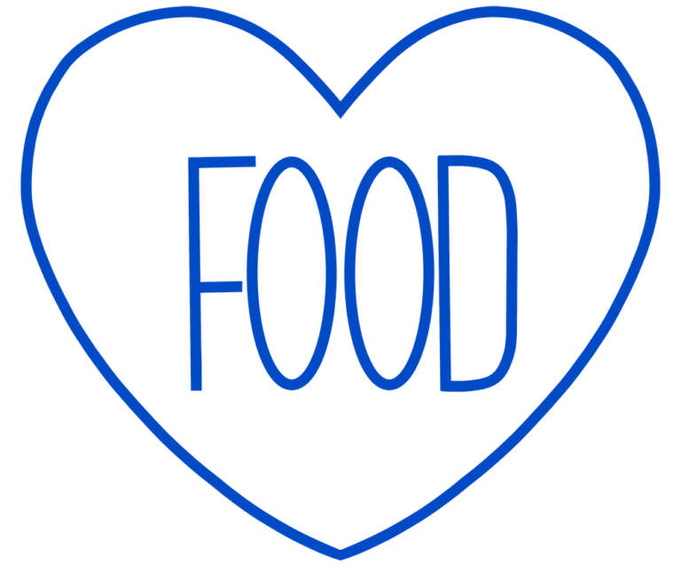 Cute I Love Food Illustration with a Heart