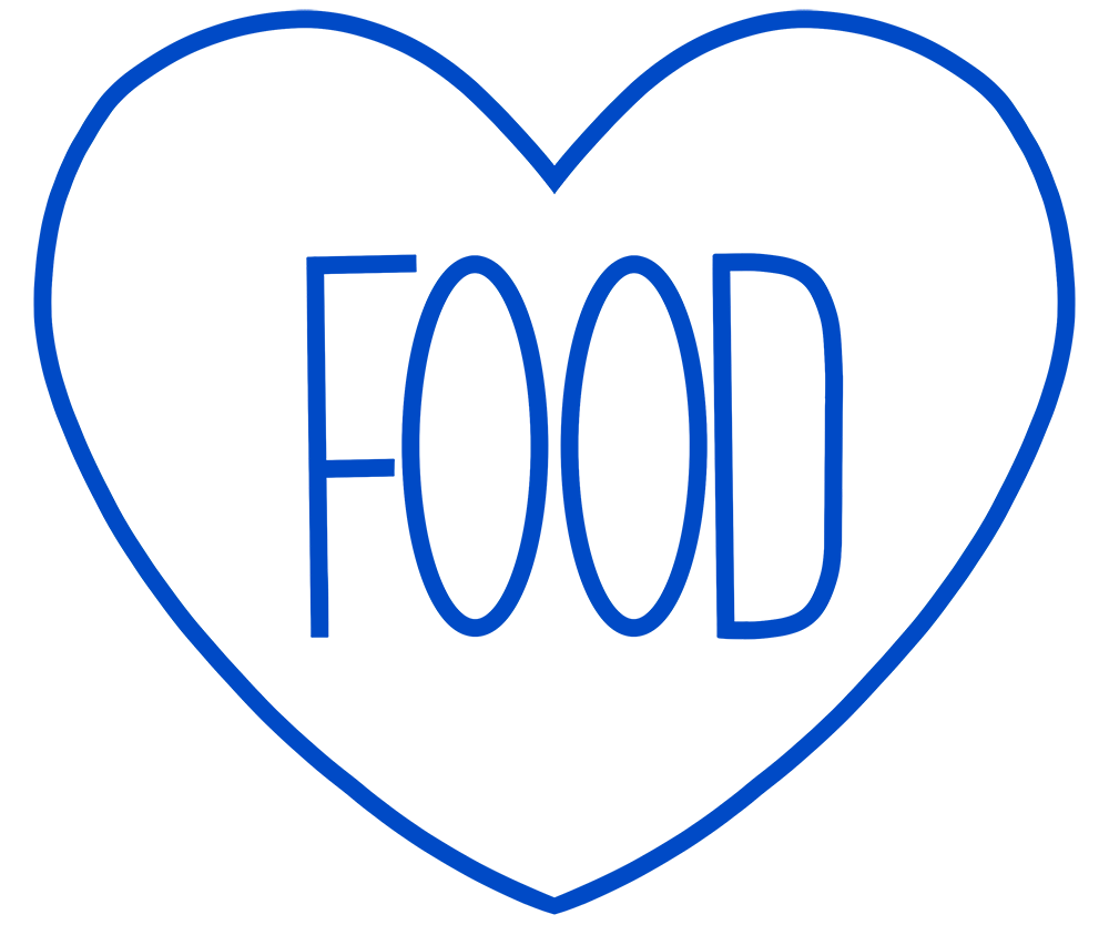 Cute I Love Food Illustration with a Heart
